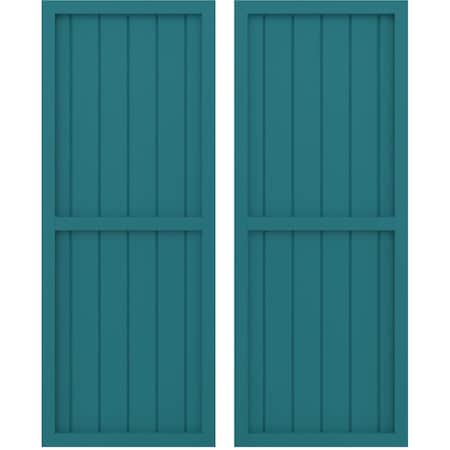 Ekena Millwork Americraft 6-Board Exterior Wood 2 Equal Panel Framed Board-n-Batten Shutters, ARW101BF621X79ANH, PR ARW101BF621X79ANH